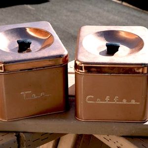 VIN MCM Made in USA Copper Colored Tin Coffee & Tea Canisters
